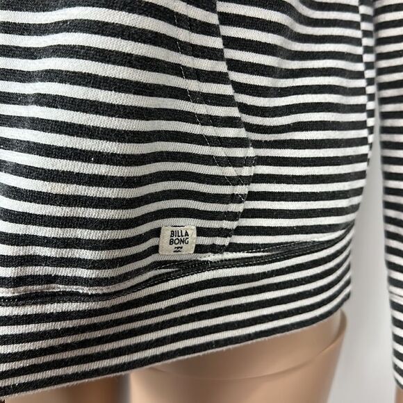 Billabong White And Dark Gray Striped Cotton Blend Zip Up Hoodie Size S - Picture 3 of 9
